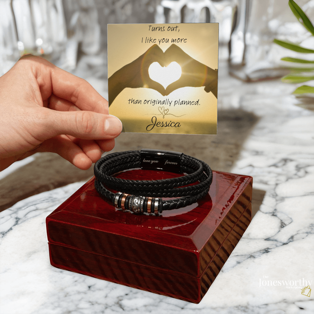 Personalized Men’s Bracelet | I like you more than Originally Planned| Minimalist Gift for Him | Anniversary| Valentine's Day| Birthday