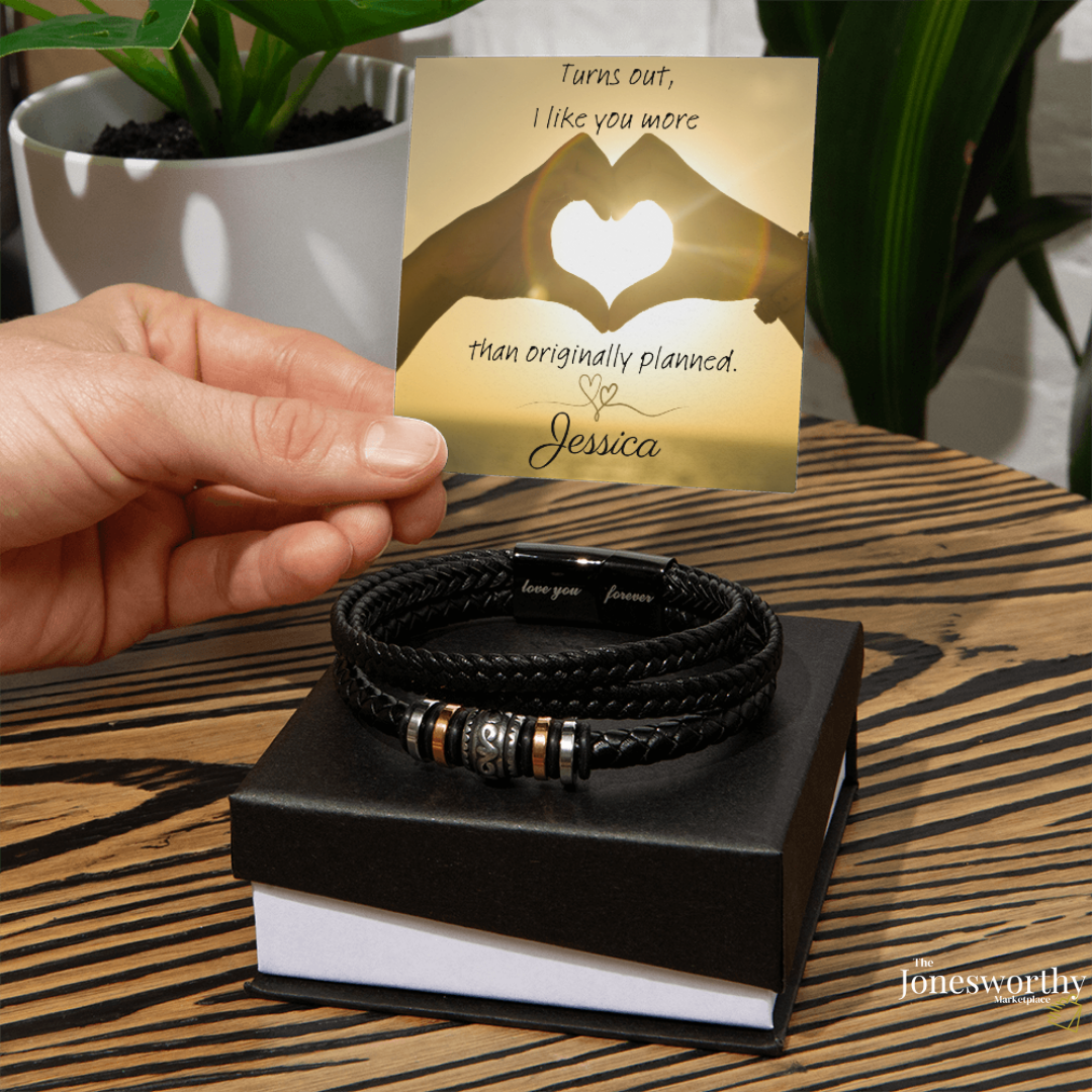 Personalized Men’s Bracelet | I like you more than Originally Planned| Minimalist Gift for Him | Anniversary| Valentine's Day| Birthday