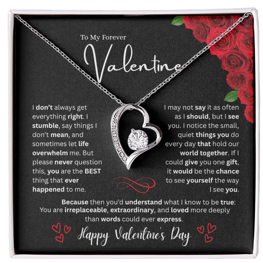 Forever Love Necklace Valentine's Day Gift for Her | Heart Pendant Necklace