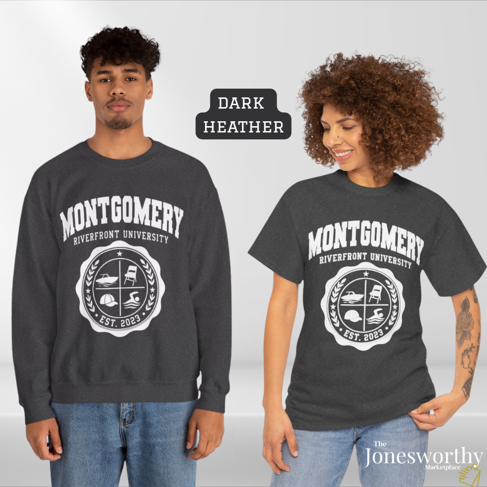 Montgomery Riverfront Shirt or Crewneck, Black Culture College Style Tee, Folding Chair Inspired Sweatshirt, Est 2023