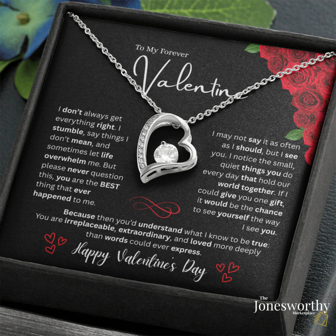 Forever Love Necklace Valentine's Day Gift for Her | Heart Pendant Necklace