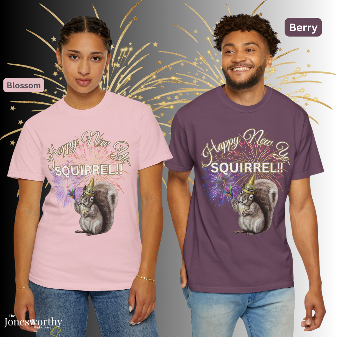 Happy New Year SQUIRREL Shirt Funny Distraction Tee Cute Squirrel New Years Eve Shirt Animal Lover Gift Festive Comfort Colors T Shirt