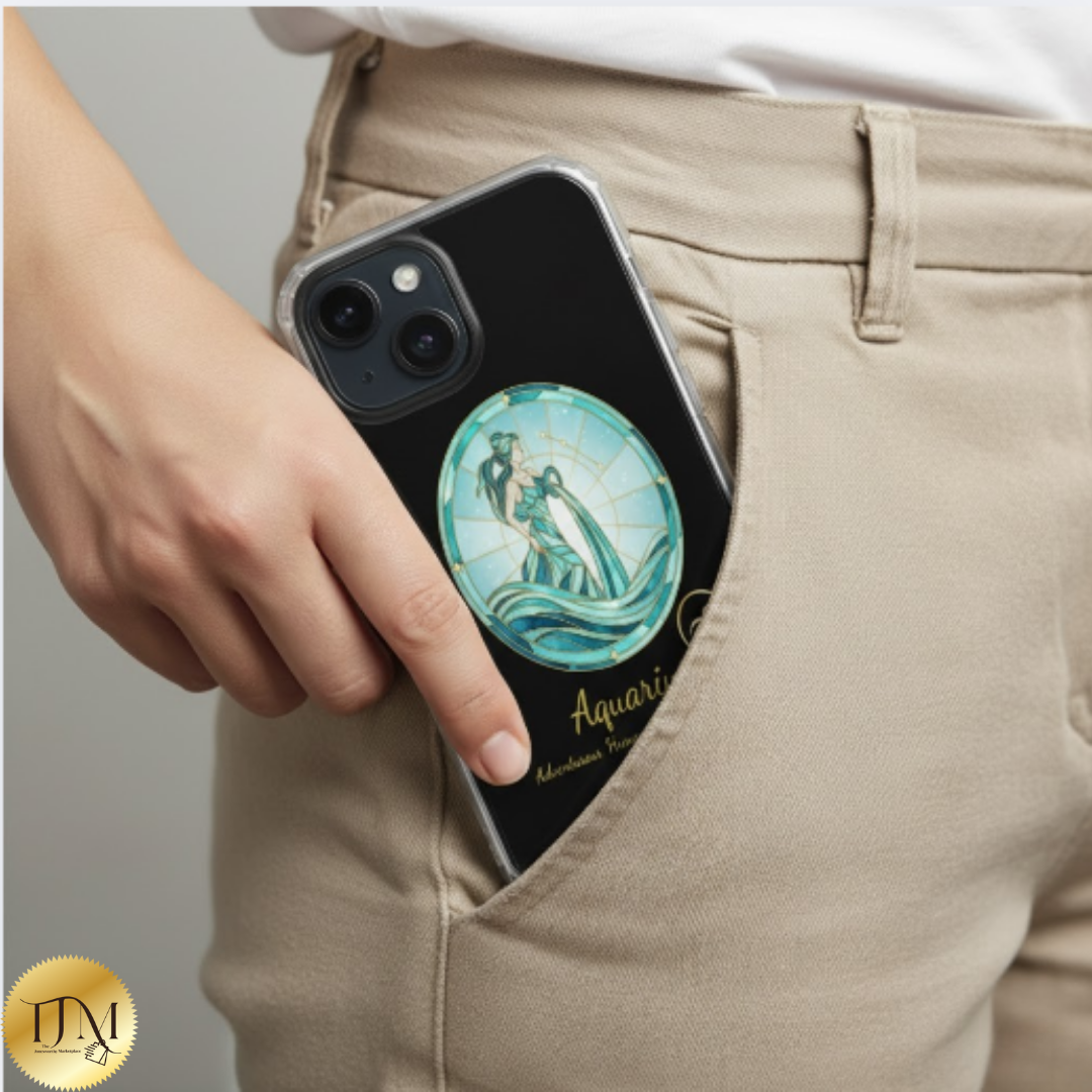 Zodiac iPhone 15 | 15 Pro | 15 Plus | 15 Max Case MagSafe: Faux Stained Glass, Personalized Name