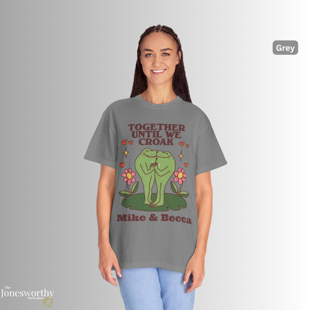 Together Until We Croak  Garment Dyed Comfort Colors T Shirt | Personalized Frog Couple  | Valentines Anniversary Gift