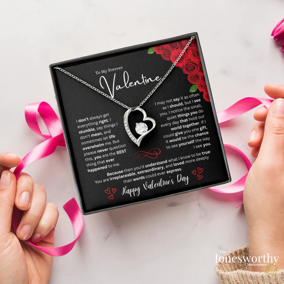 Forever Love Necklace Valentine's Day Gift for Her | Heart Pendant Necklace
