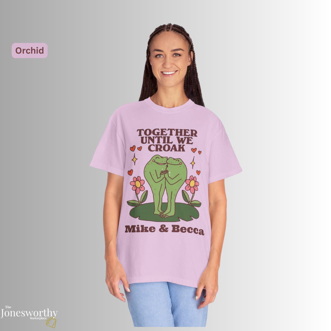 Together Until We Croak  Garment Dyed Comfort Colors T Shirt | Personalized Frog Couple  | Valentines Anniversary Gift