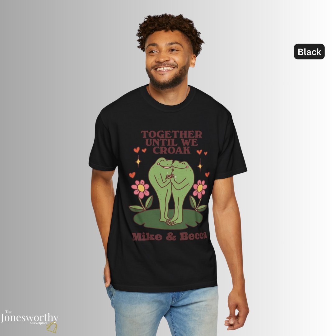 Together Until We Croak  Garment Dyed Comfort Colors T Shirt | Personalized Frog Couple  | Valentines Anniversary Gift