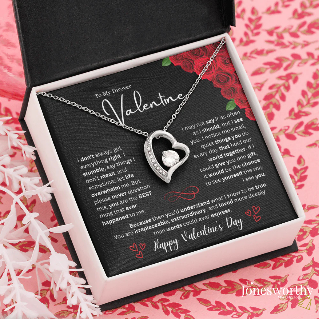 Forever Love Necklace Valentine's Day Gift for Her | Heart Pendant Necklace