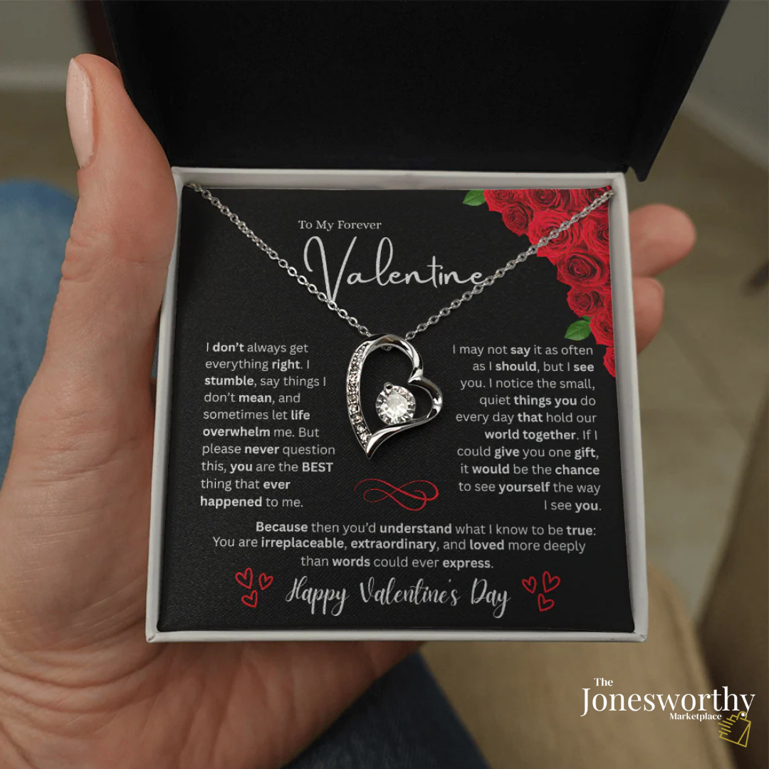 Forever Love Necklace Valentine's Day Gift for Her | Heart Pendant Necklace