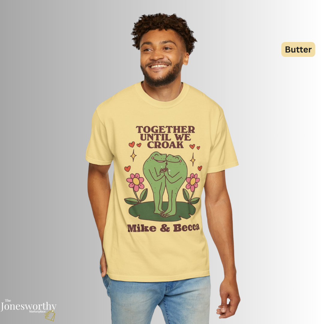 Together Until We Croak  Garment Dyed Comfort Colors T Shirt | Personalized Frog Couple  | Valentines Anniversary Gift
