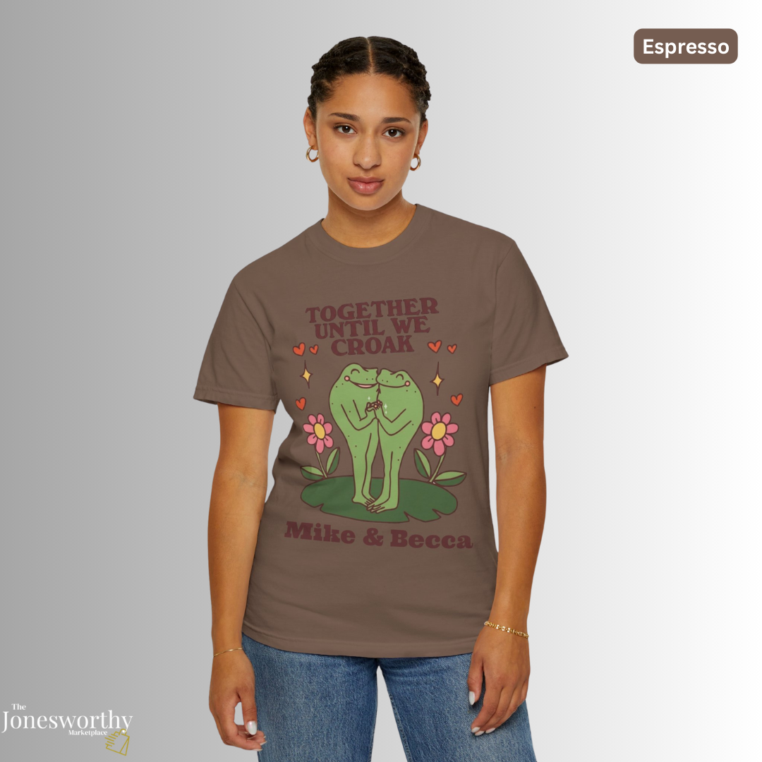 Together Until We Croak  Garment Dyed Comfort Colors T Shirt | Personalized Frog Couple  | Valentines Anniversary Gift