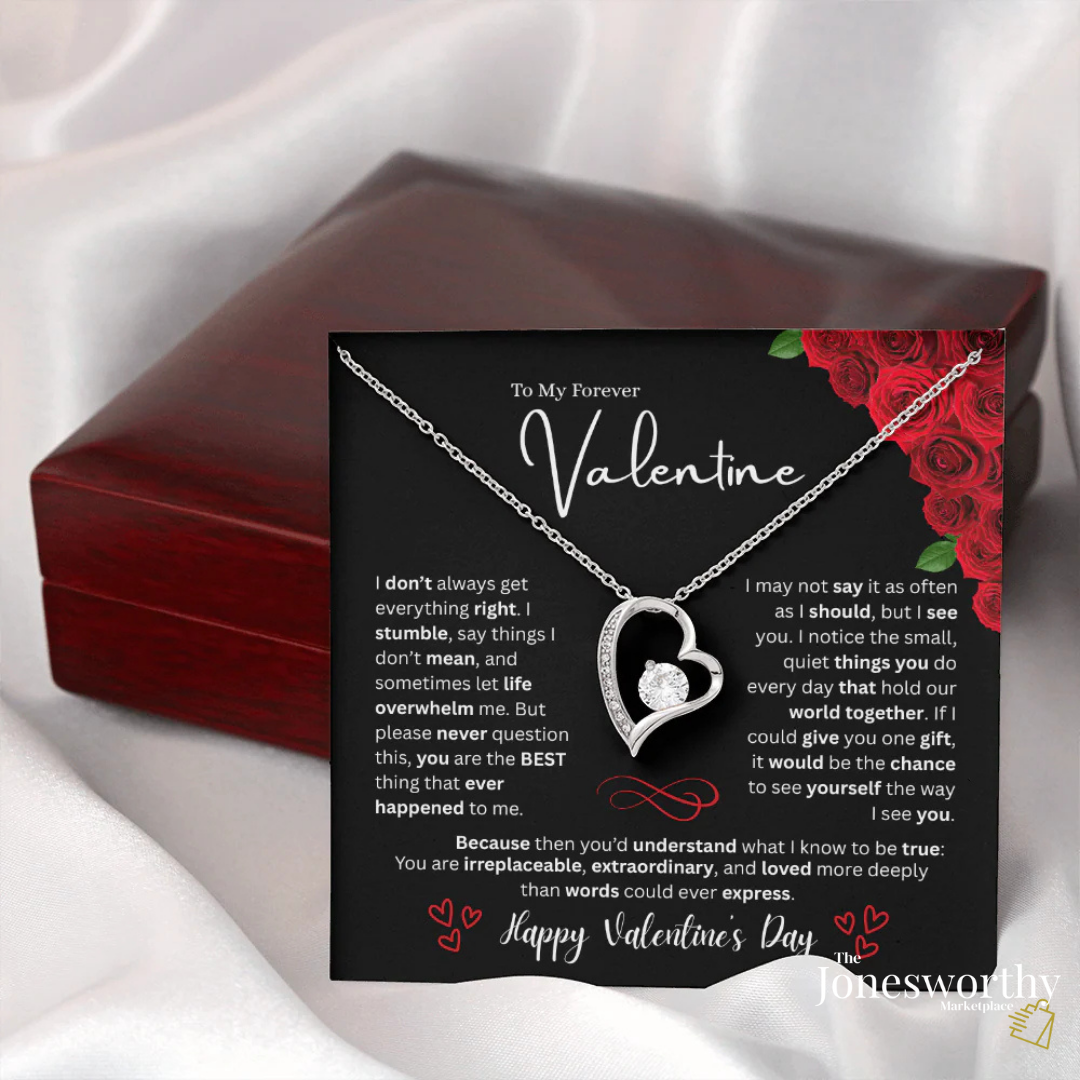 Forever Love Necklace Valentine's Day Gift for Her | Heart Pendant Necklace