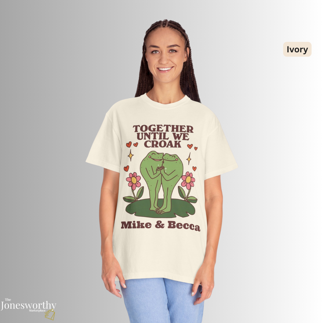 Together Until We Croak  Garment Dyed Comfort Colors T Shirt | Personalized Frog Couple  | Valentines Anniversary Gift