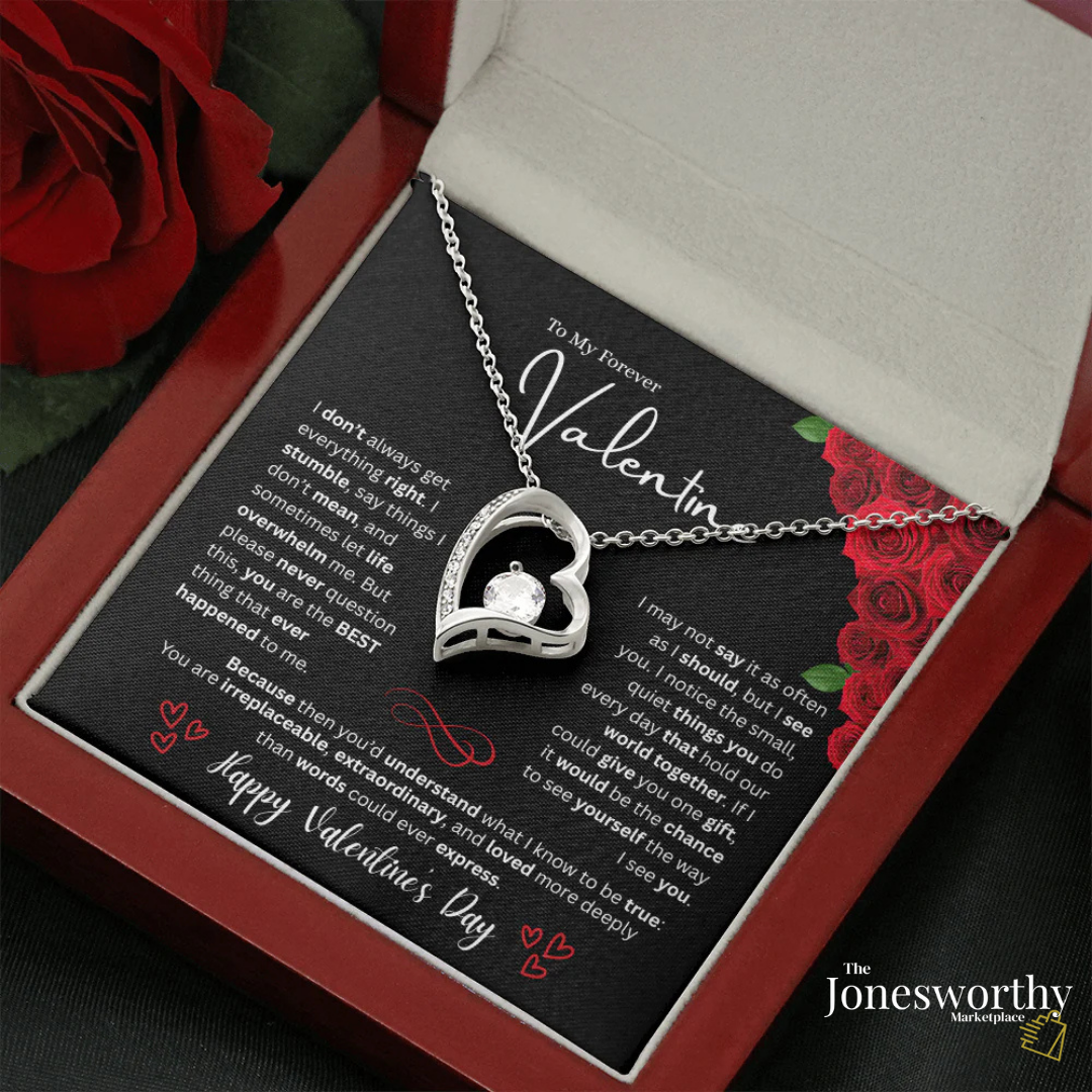 Forever Love Necklace Valentine's Day Gift for Her | Heart Pendant Necklace