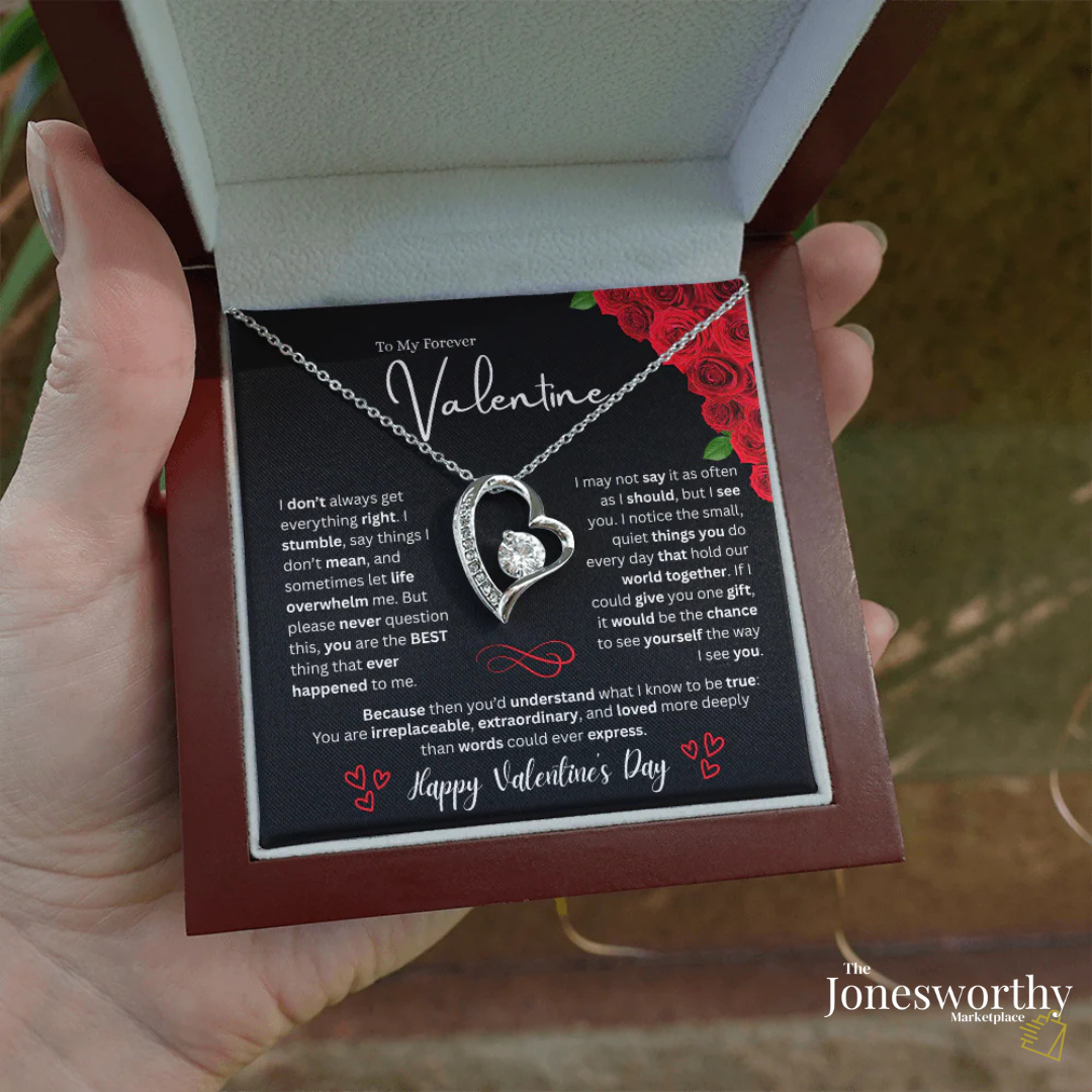 Forever Love Necklace Valentine's Day Gift for Her | Heart Pendant Necklace