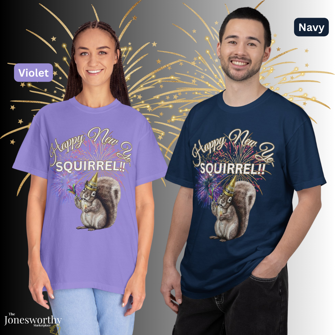 Happy New Year SQUIRREL Shirt Funny Distraction Tee Cute Squirrel New Years Eve Shirt Animal Lover Gift Festive Comfort Colors T Shirt