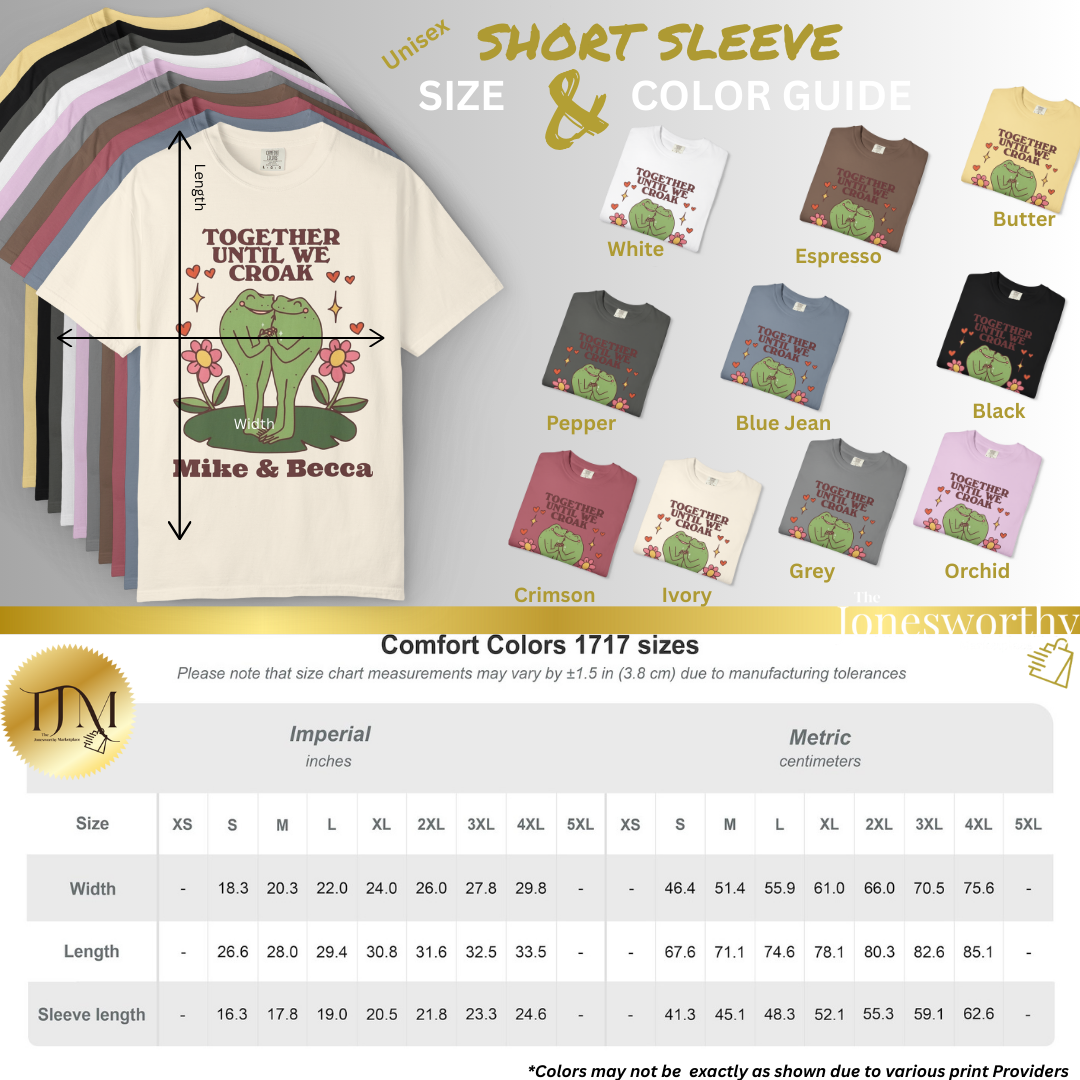 Together Until We Croak  Garment Dyed Comfort Colors T Shirt | Personalized Frog Couple  | Valentines Anniversary Gift