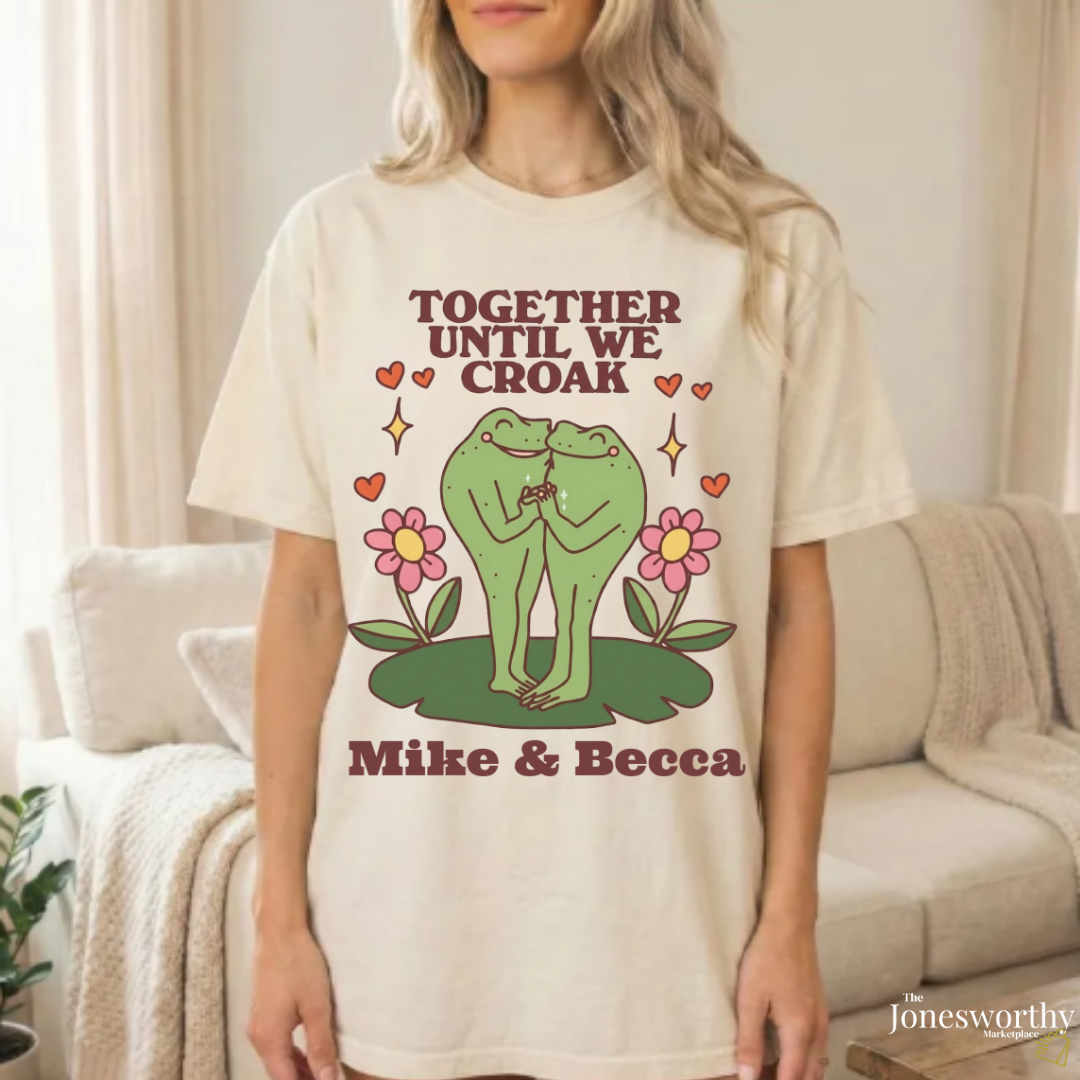 Together Until We Croak  Garment Dyed Comfort Colors T Shirt | Personalized Frog Couple  | Valentines Anniversary Gift