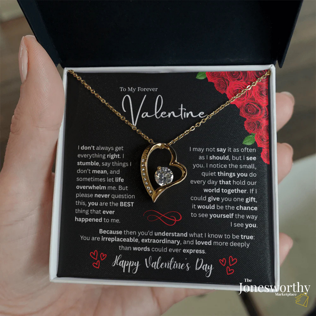 Forever Love Necklace Valentine's Day Gift for Her | Heart Pendant Necklace