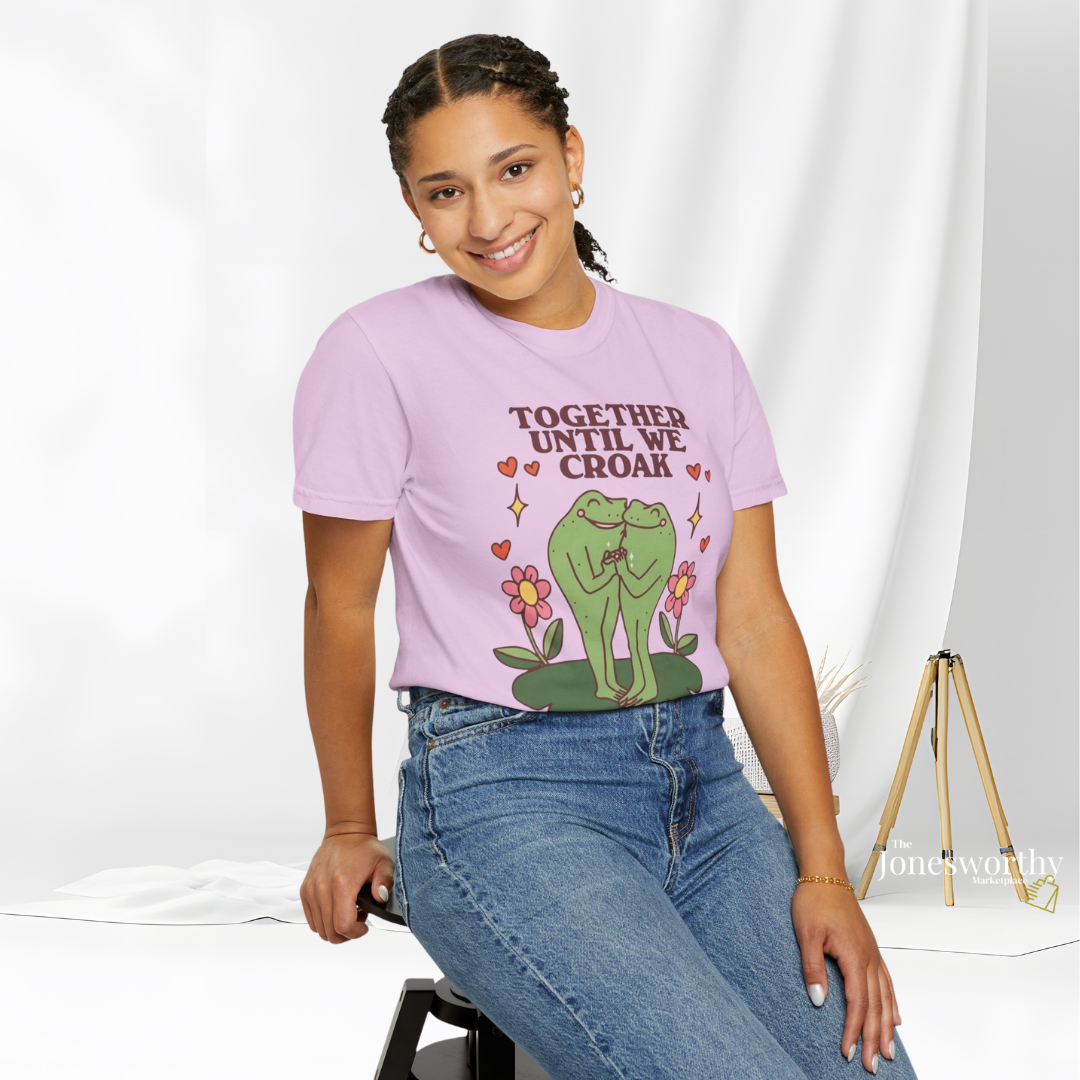 Together Until We Croak  Garment Dyed Comfort Colors T Shirt | Personalized Frog Couple  | Valentines Anniversary Gift
