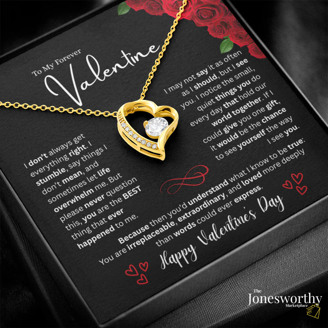 Forever Love Necklace Valentine's Day Gift for Her | Heart Pendant Necklace