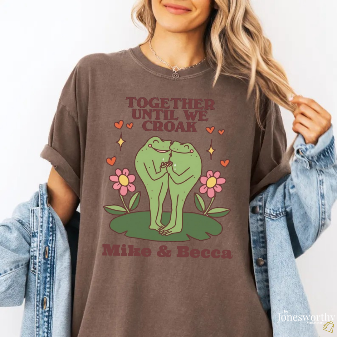 Together Until We Croak  Garment Dyed Comfort Colors T Shirt | Personalized Frog Couple  | Valentines Anniversary Gift