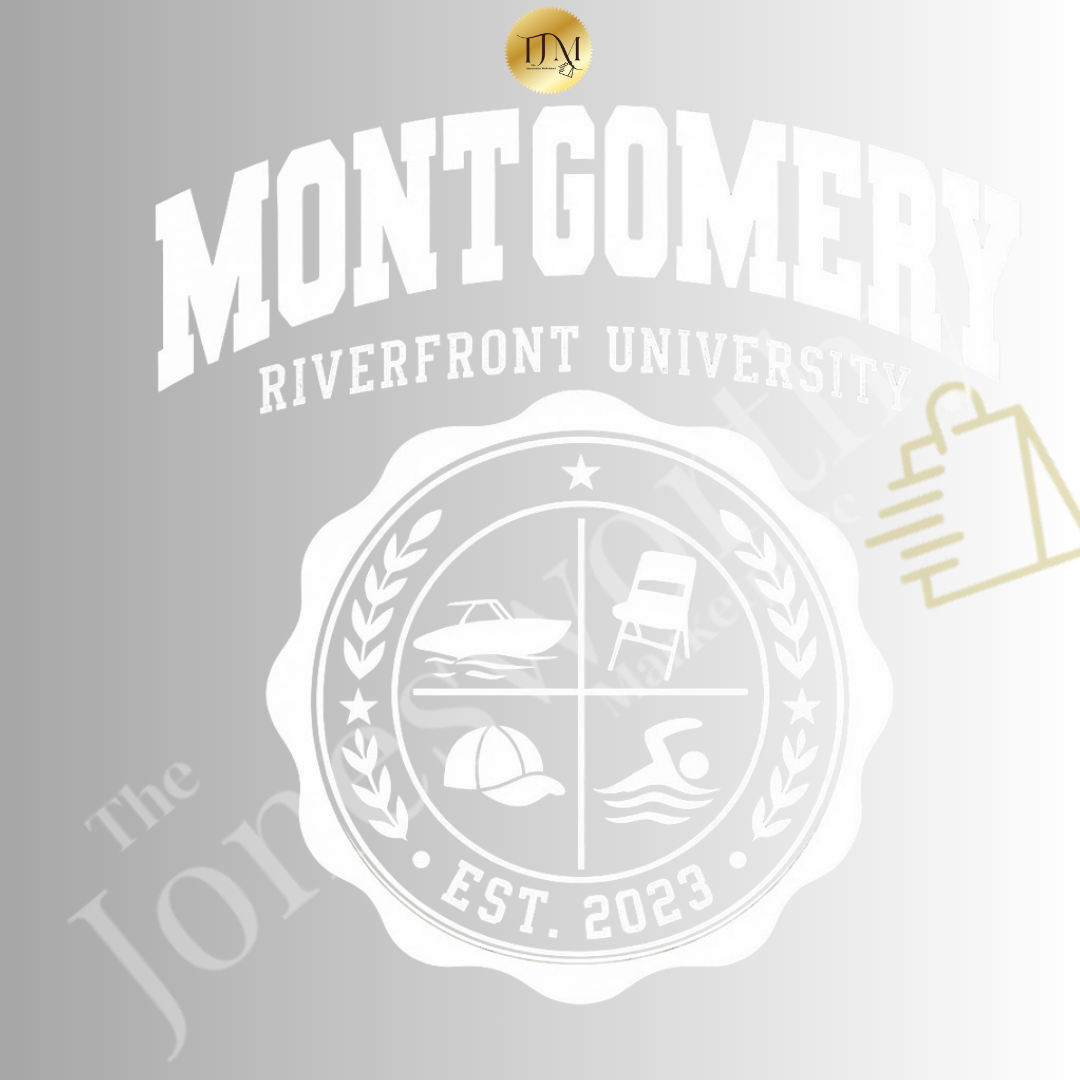 Montgomery Riverfront Shirt or Crewneck, Black Culture College Style Tee, Folding Chair Inspired Sweatshirt, Est 2023
