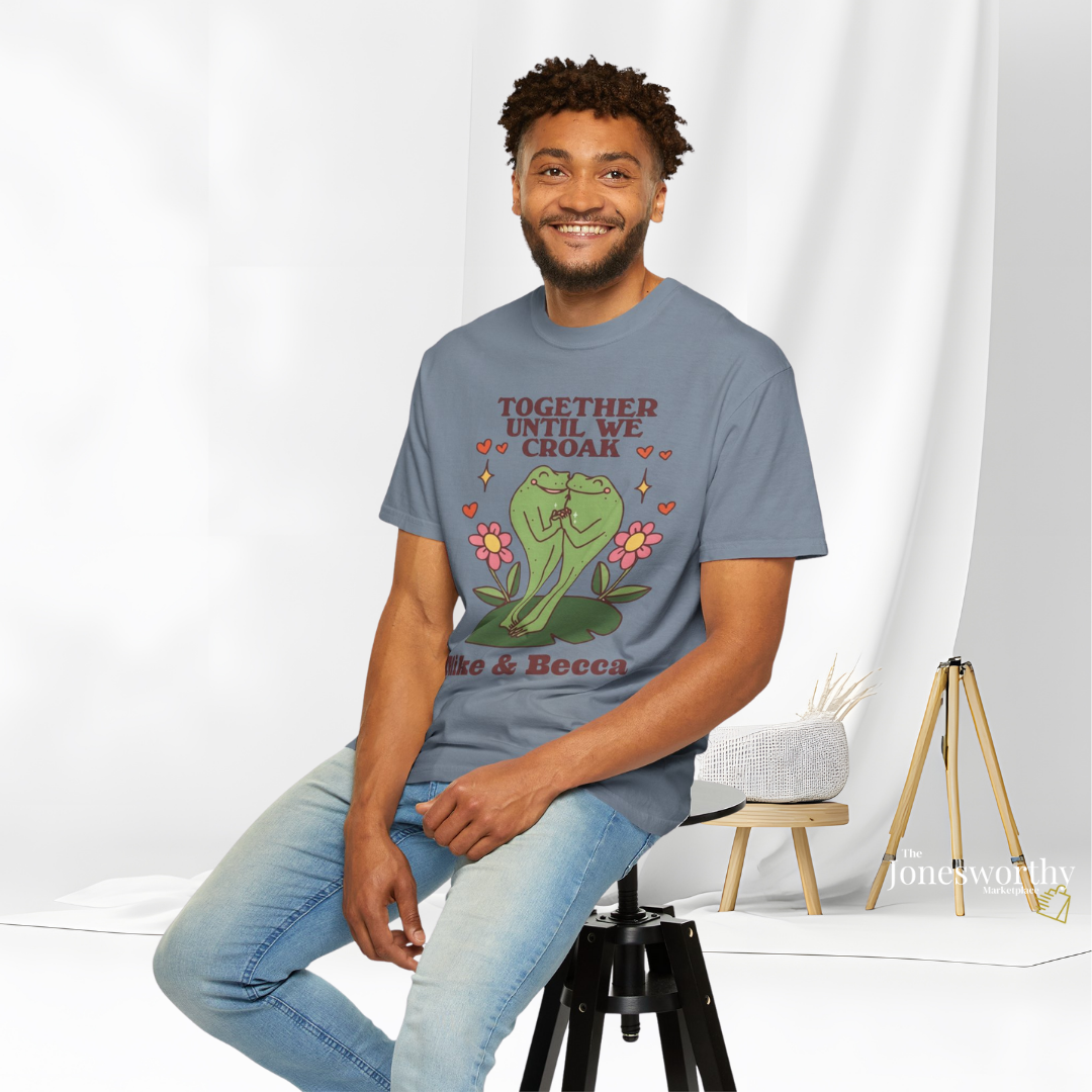 Together Until We Croak  Garment Dyed Comfort Colors T Shirt | Personalized Frog Couple  | Valentines Anniversary Gift