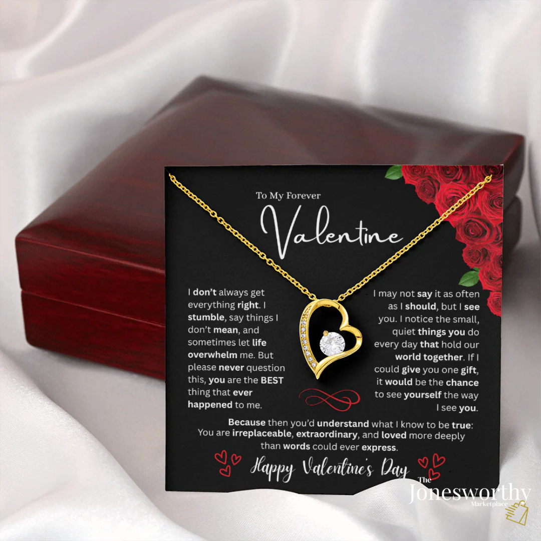 Forever Love Necklace Valentine's Day Gift for Her | Heart Pendant Necklace