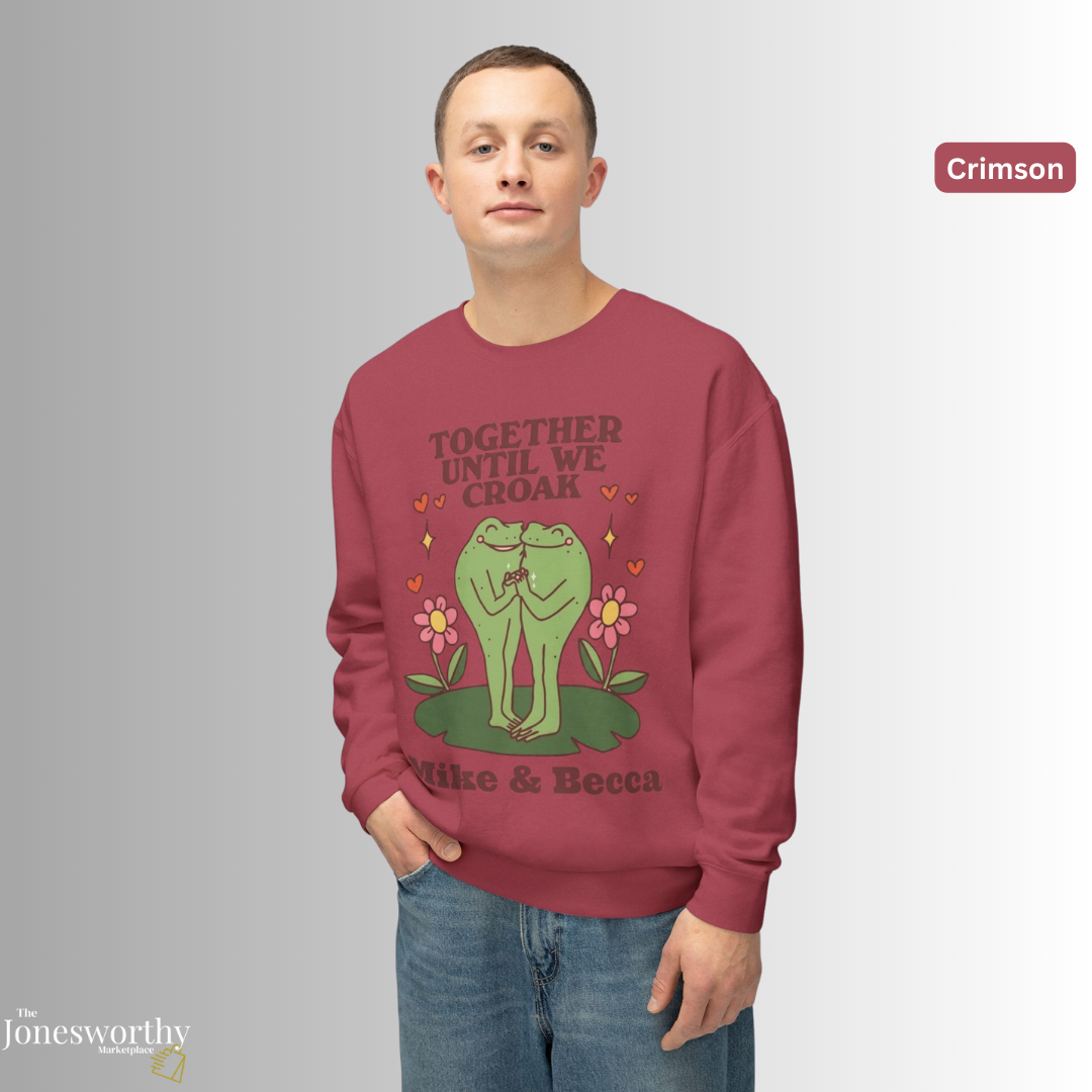 Together Until We Croak  Garment Dyed Comfort Colors Sweatshirt | Personalized Frog Couple  | Valentines Anniversary Gift