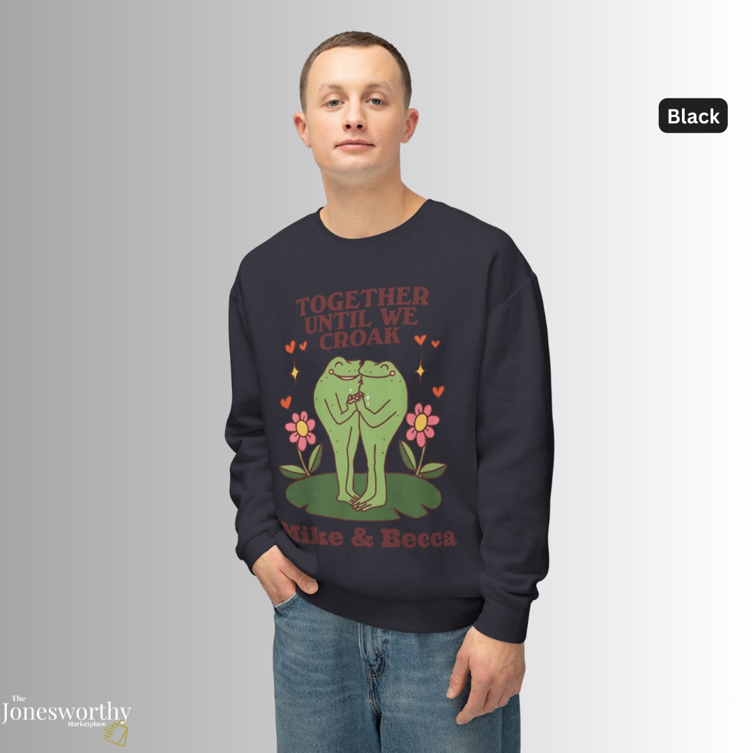 Together Until We Croak  Garment Dyed Comfort Colors Sweatshirt | Personalized Frog Couple  | Valentines Anniversary Gift
