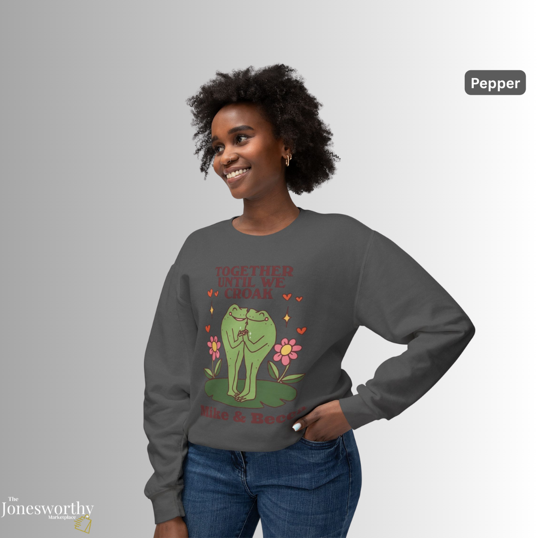 Together Until We Croak  Garment Dyed Comfort Colors Sweatshirt | Personalized Frog Couple  | Valentines Anniversary Gift