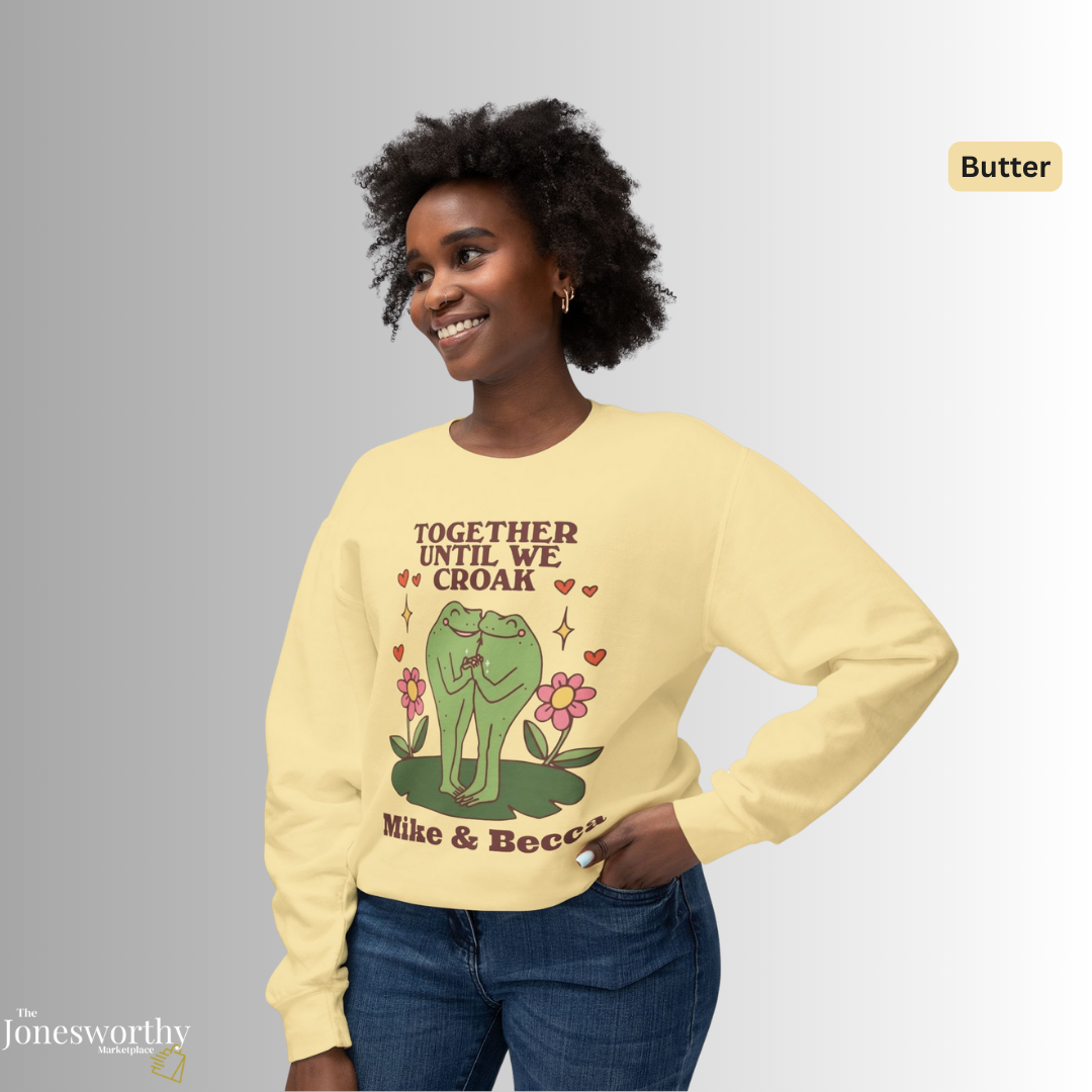 Together Until We Croak  Garment Dyed Comfort Colors Sweatshirt | Personalized Frog Couple  | Valentines Anniversary Gift