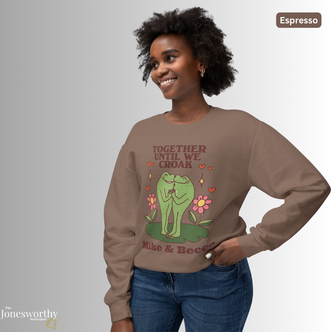 Together Until We Croak  Garment Dyed Comfort Colors Sweatshirt | Personalized Frog Couple  | Valentines Anniversary Gift