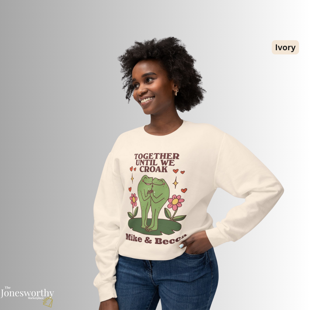 Together Until We Croak  Garment Dyed Comfort Colors Sweatshirt | Personalized Frog Couple  | Valentines Anniversary Gift