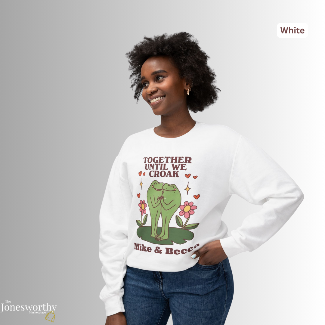 Together Until We Croak  Garment Dyed Comfort Colors Sweatshirt | Personalized Frog Couple  | Valentines Anniversary Gift