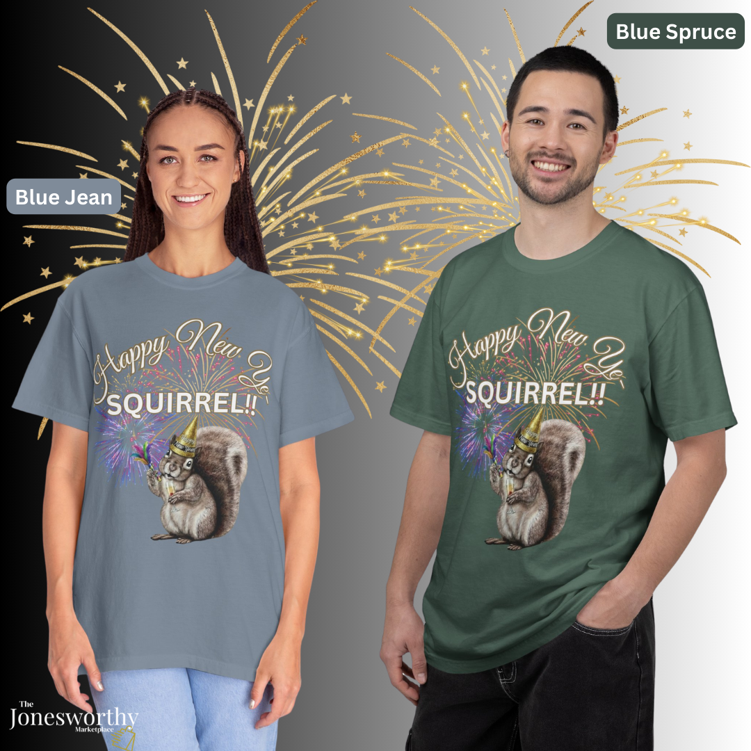 Happy New Year SQUIRREL Shirt Funny Distraction Tee Cute Squirrel New Years Eve Shirt Animal Lover Gift Festive Comfort Colors T Shirt