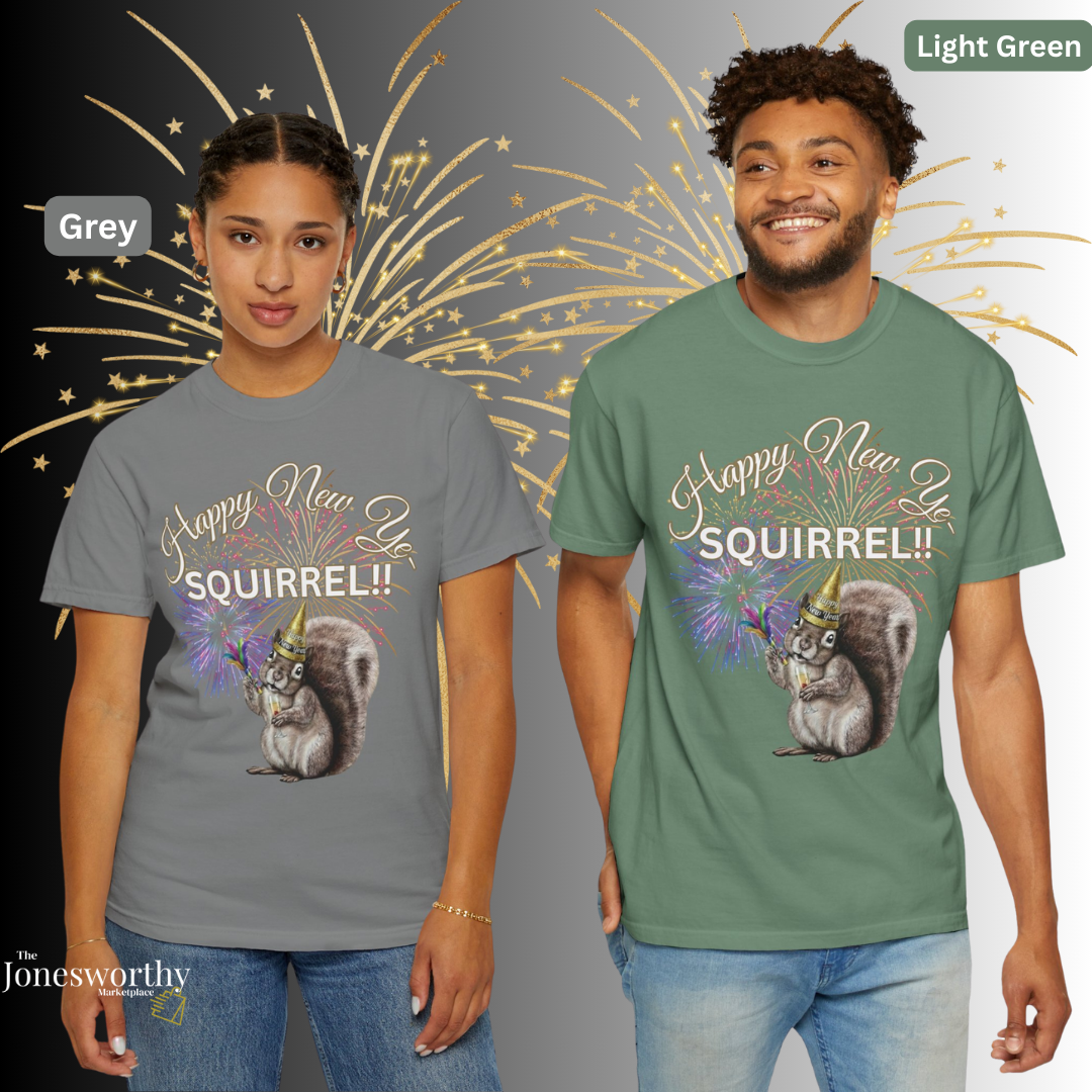 Happy New Year SQUIRREL Shirt Funny Distraction Tee Cute Squirrel New Years Eve Shirt Animal Lover Gift Festive Comfort Colors T Shirt
