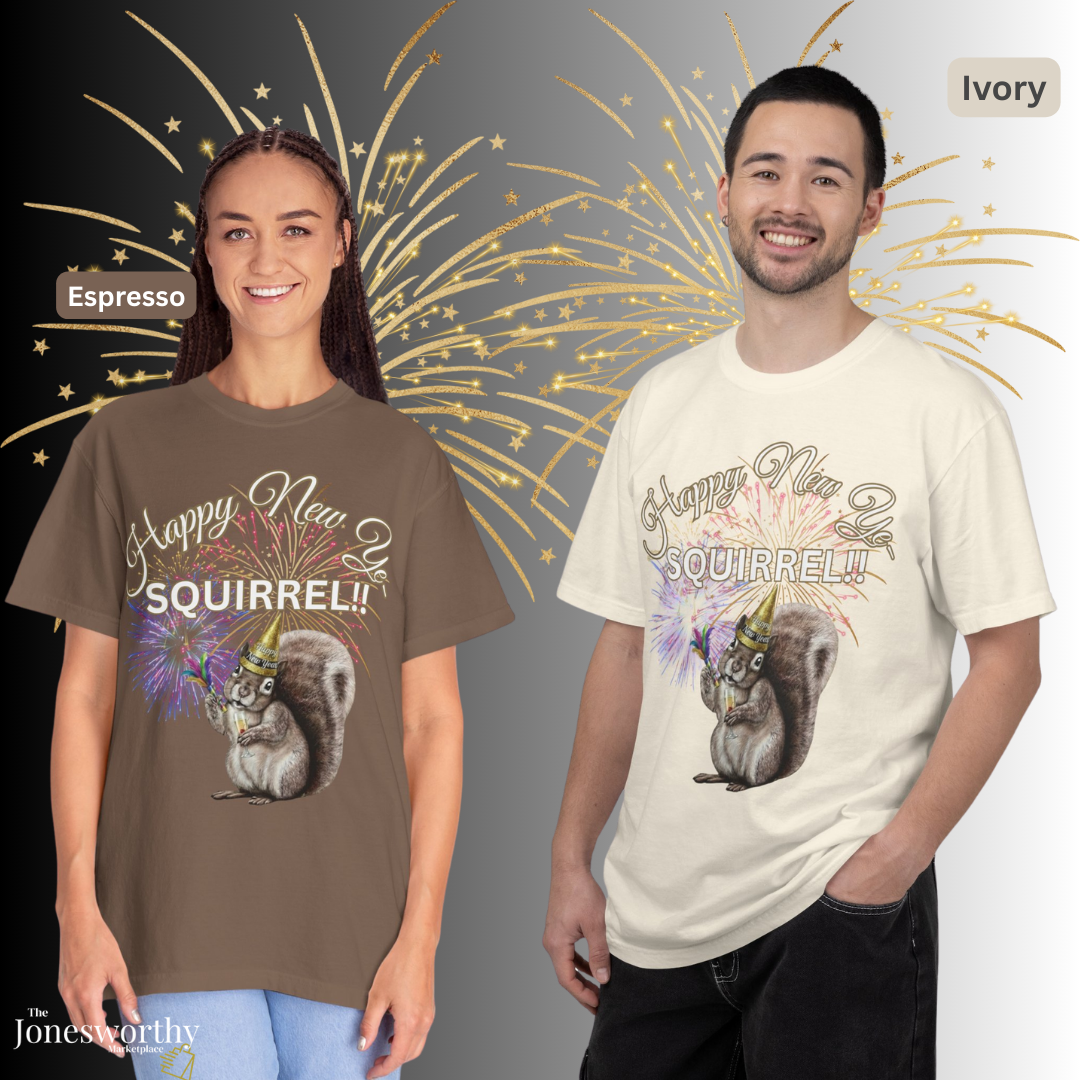 Happy New Year SQUIRREL Shirt Funny Distraction Tee Cute Squirrel New Years Eve Shirt Animal Lover Gift Festive Comfort Colors T Shirt