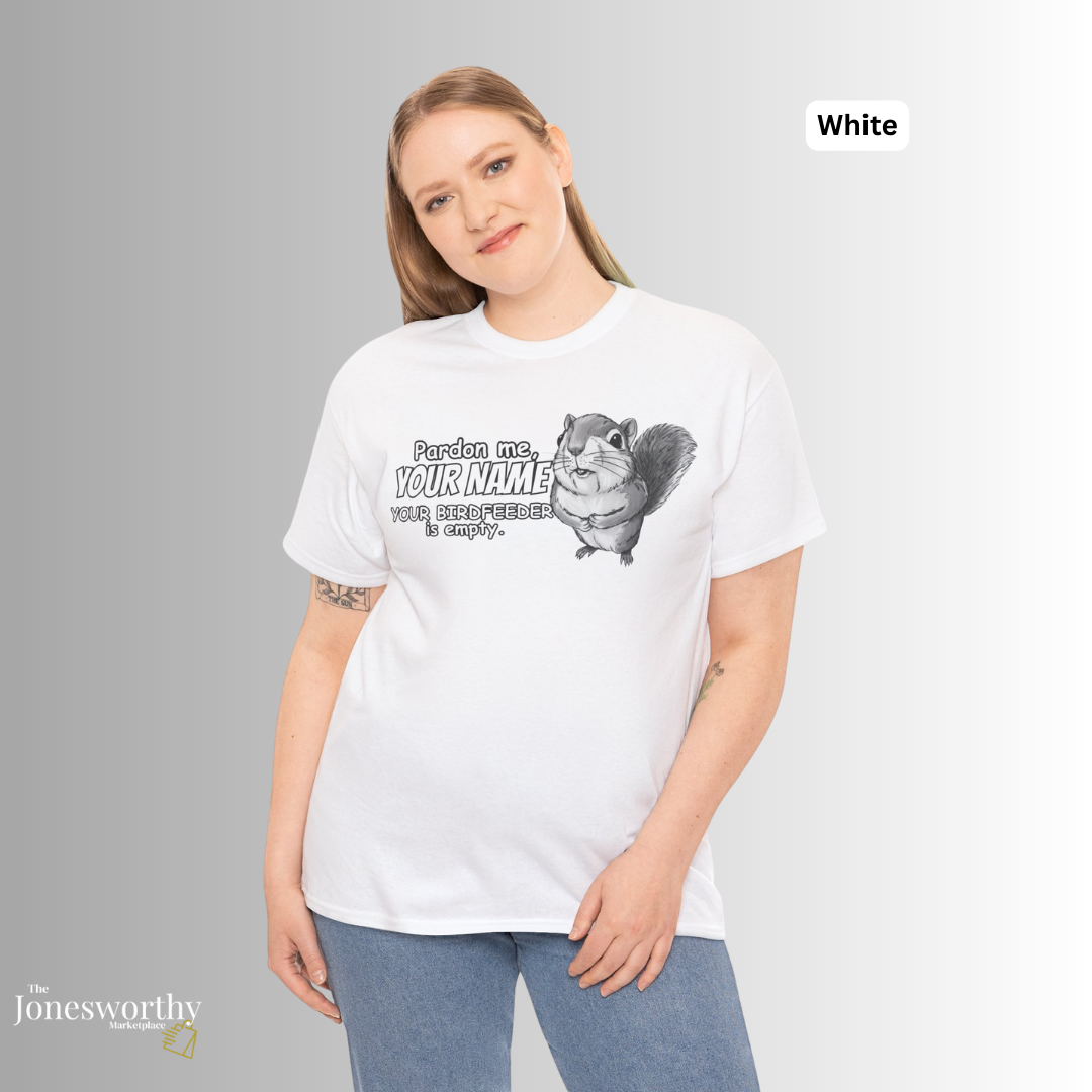 Personalized Squirrel Shirt  – Funny Custom Retro Name Shirt for Bird Lovers, Bird Feeders Empty, Hummingbirds , Bird Feeder Gift