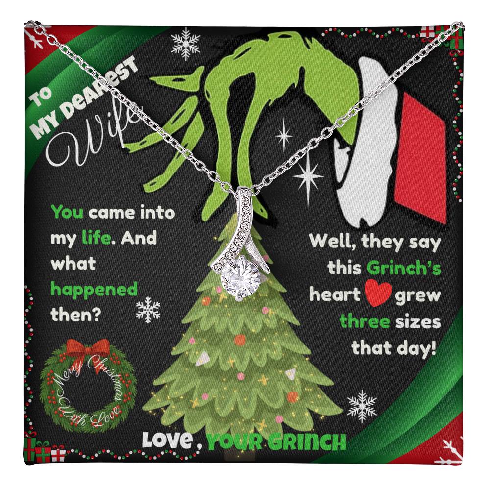 Christmas Necklace for Her – Personalized Alluring Necklace with Custom Message Card – “This Heart Grew Three Sizes” – Gift for Daughter, Sister, Niece, Granddaughter🎄✨