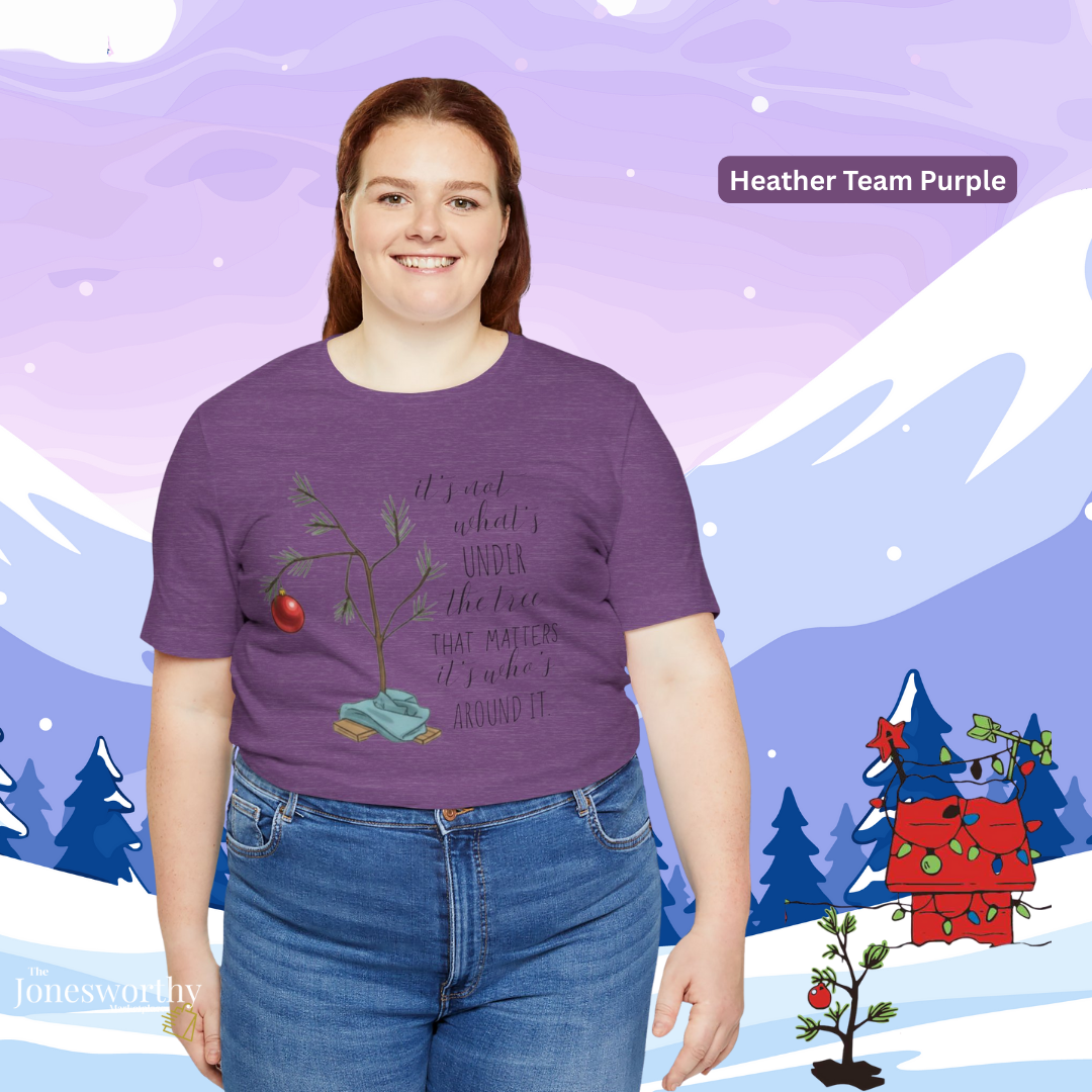 It’s Not What’s Under the Tree Christmas Unisex Jersey Short Sleeve Tee | Minimalist Tree Holiday Tee