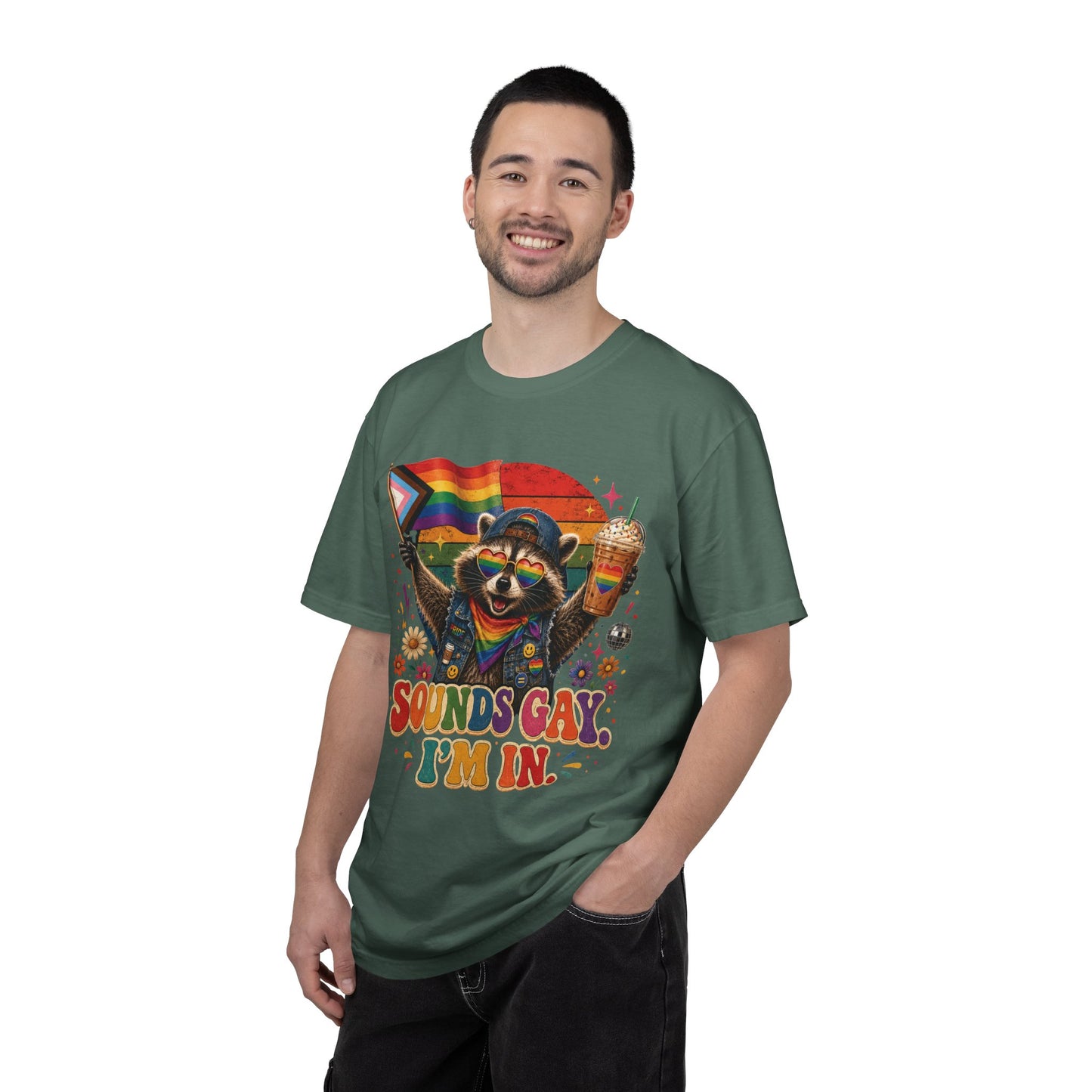 Sounds Gay I'm In Shirt, Pride Raccoon Tee, LGBTQ Pride Shirt, Ally Gift, Drag Brunch Shirt, Comfort Colors Graphic Tee