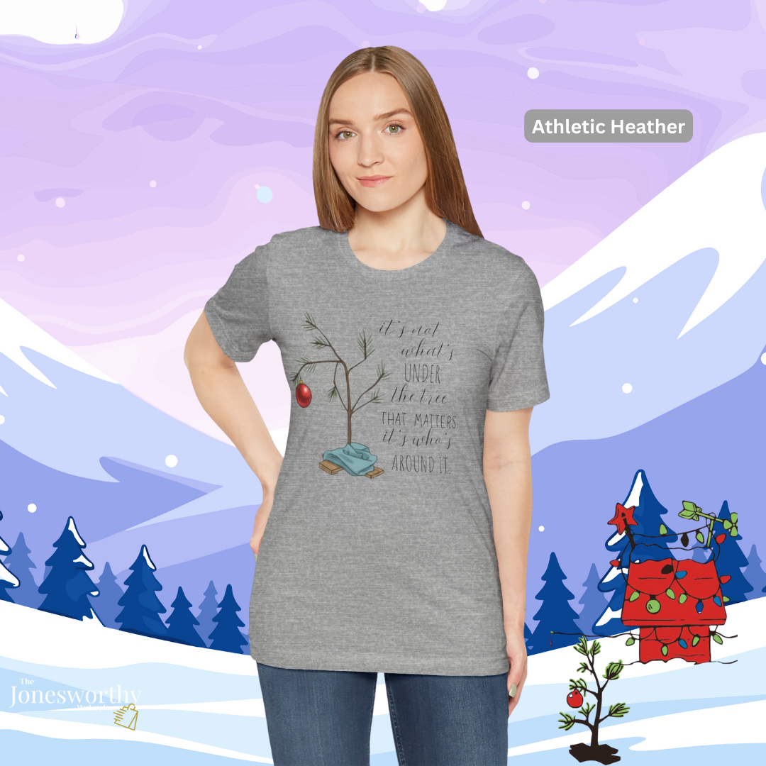 It’s Not What’s Under the Tree Christmas Unisex Jersey Short Sleeve Tee | Minimalist Tree Holiday Tee