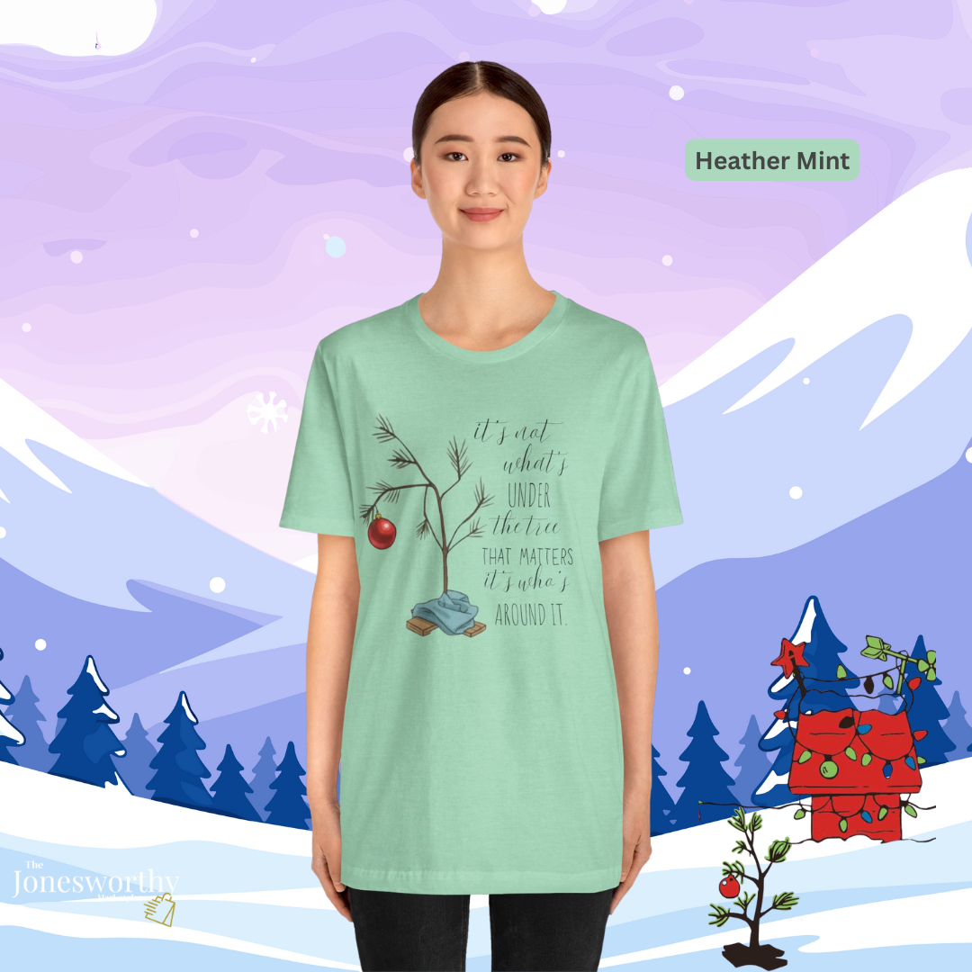 It’s Not What’s Under the Tree Christmas Unisex Jersey Short Sleeve Tee | Minimalist Tree Holiday Tee