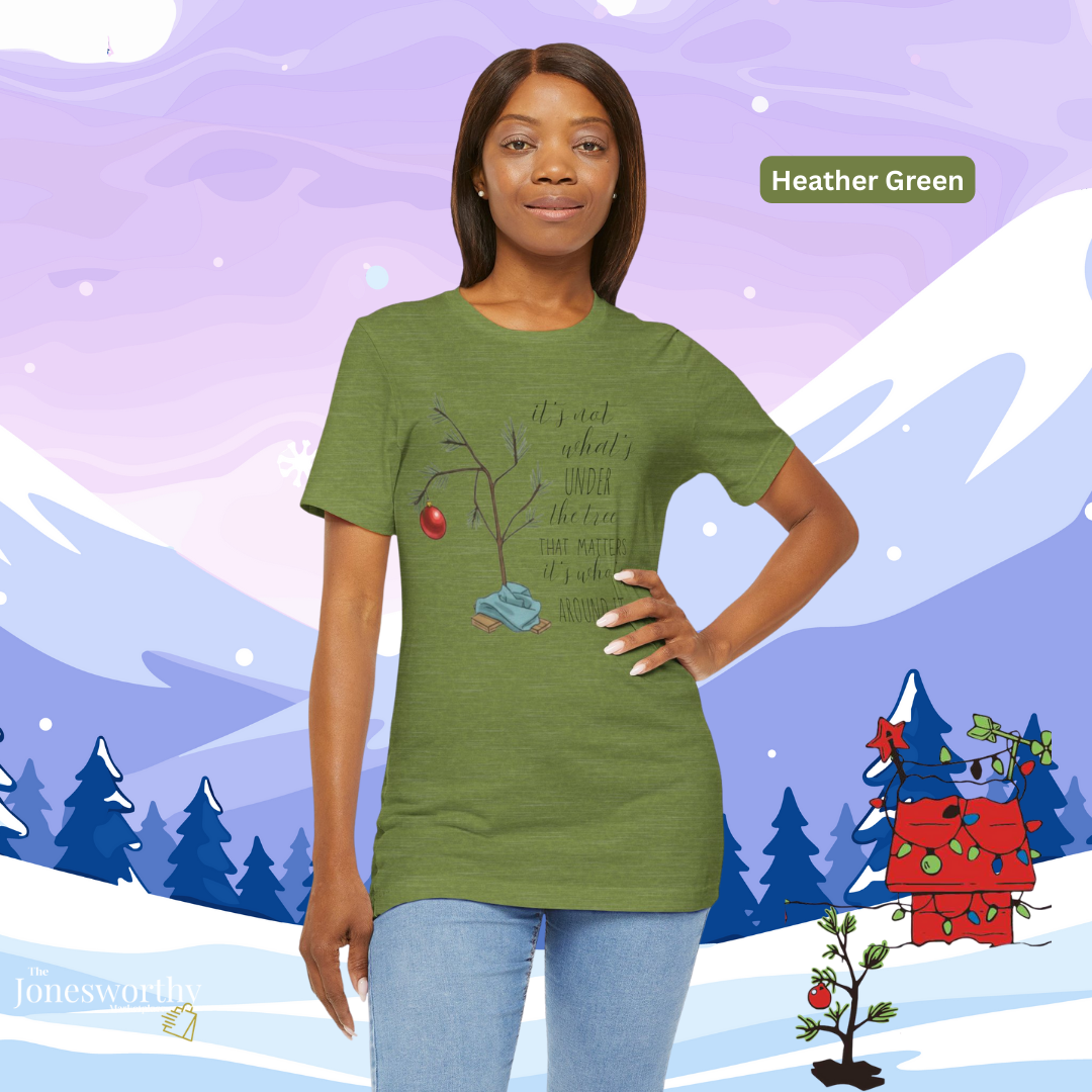 It’s Not What’s Under the Tree Christmas Unisex Jersey Short Sleeve Tee | Minimalist Tree Holiday Tee