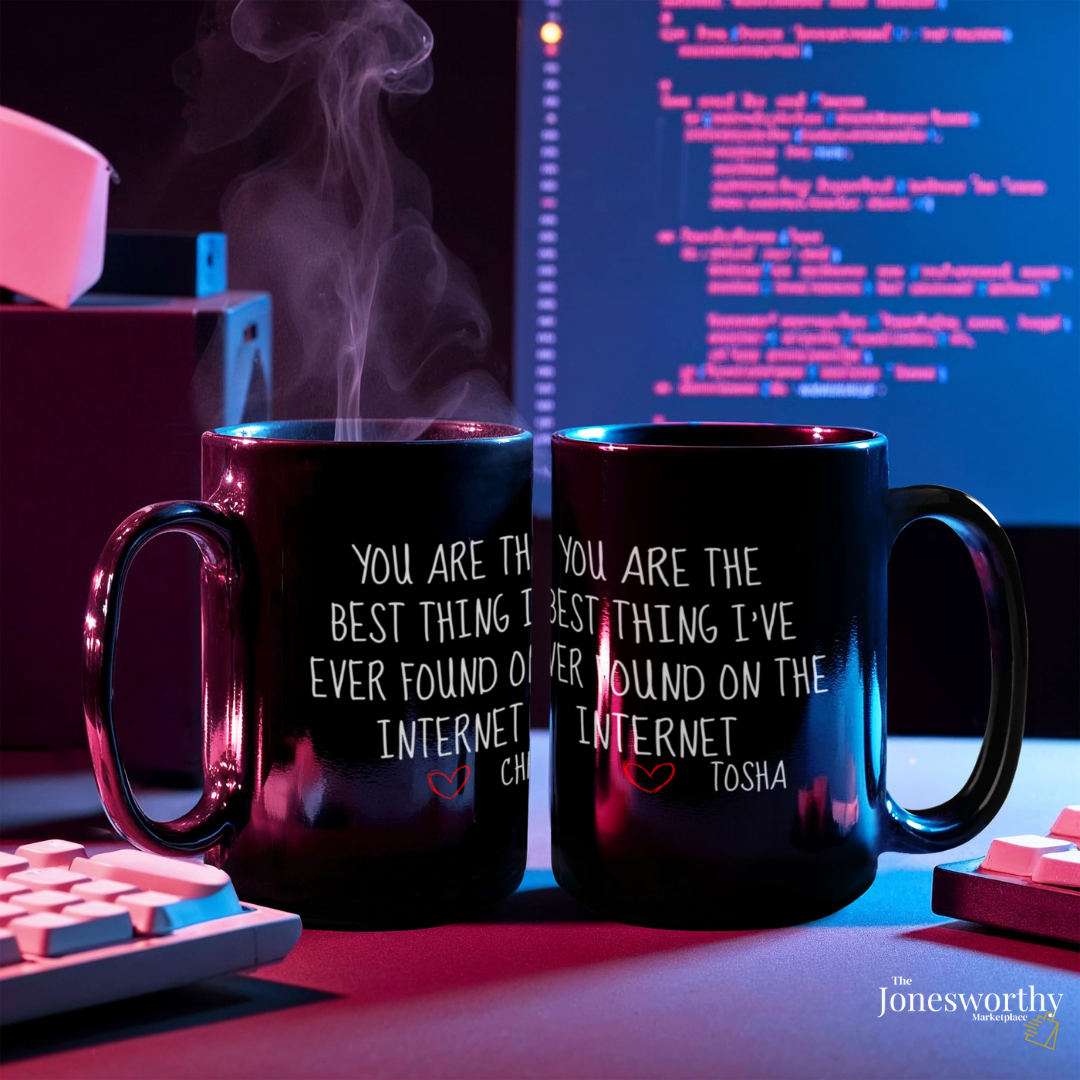 You’re the Best Thing I Found on the Internet Personalized Black Mug 11oz 15oz Funny Online Dating Gift