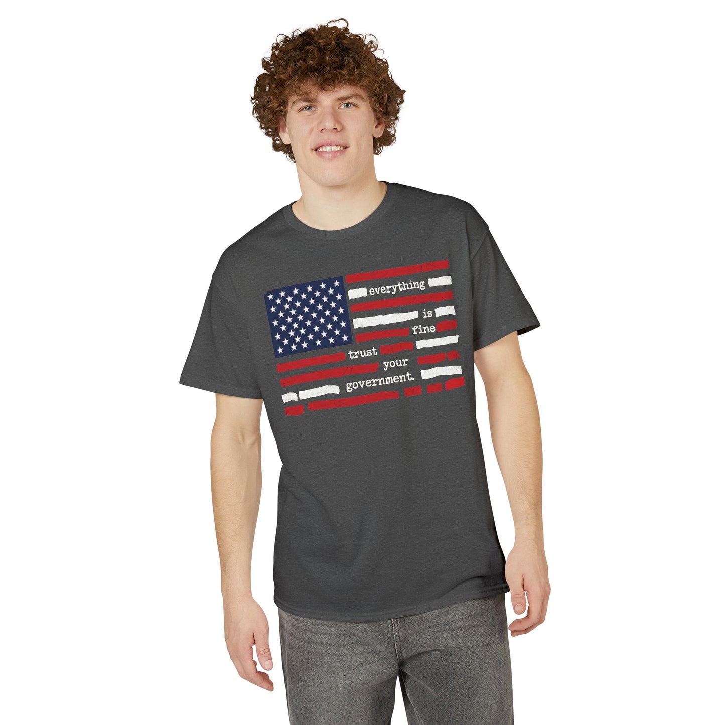 Everything Is Fine Trust Your Government Shirt | Patriotic Flag Tee | Gildan 8000 DryBlend® Unisex T-Shirt