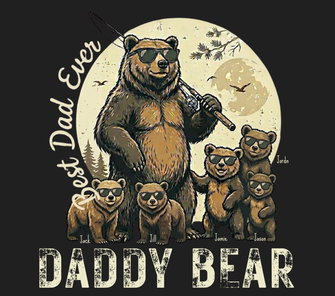 Personalized Daddy Bear Shirt | Custom Dad Bear Tee with Kids Names | Father's Day Gift for Dad | Comfort Colors® 1717