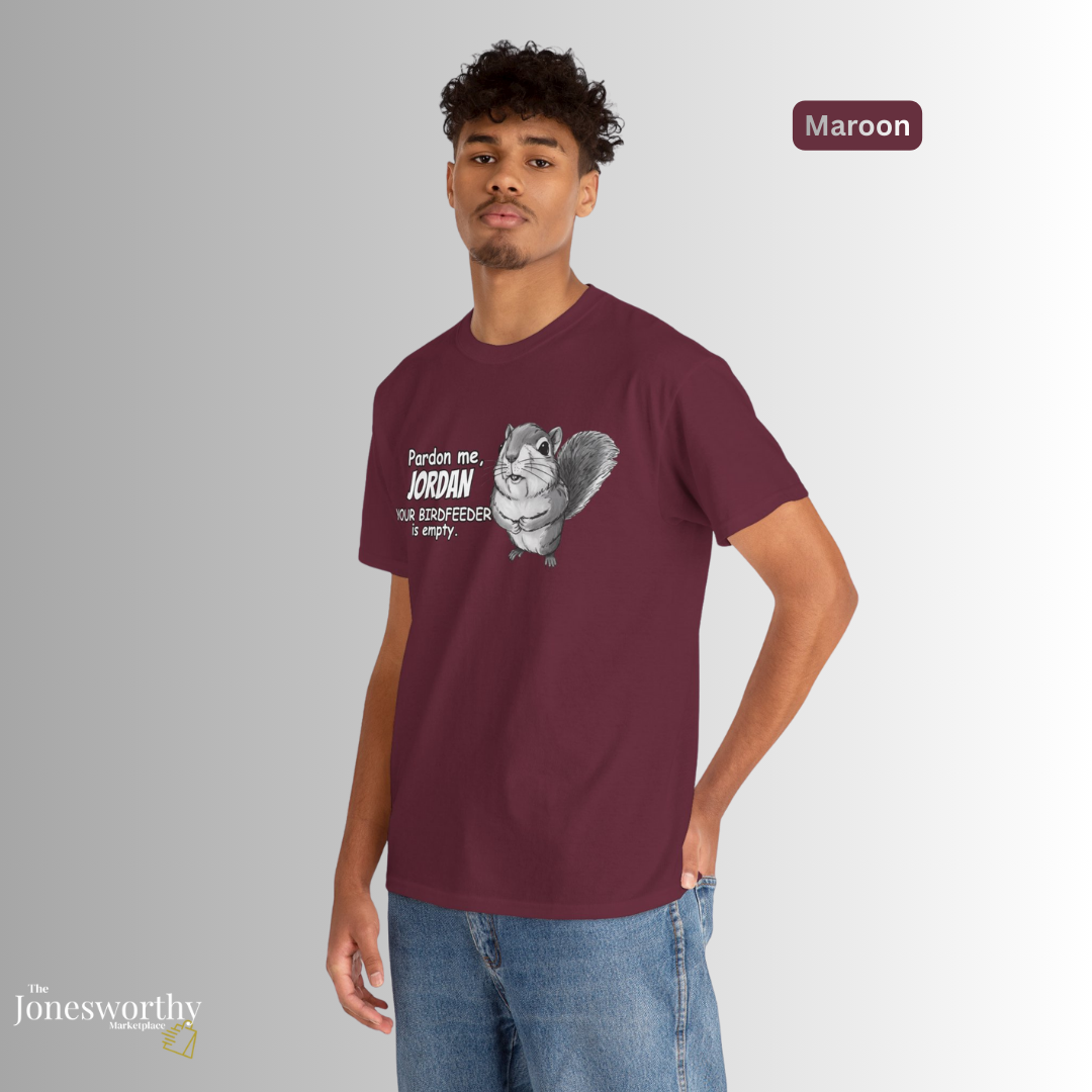 Personalized Squirrel Shirt  – Funny Custom Retro Name Shirt for Bird Lovers, Bird Feeders Empty, Hummingbirds , Bird Feeder Gift